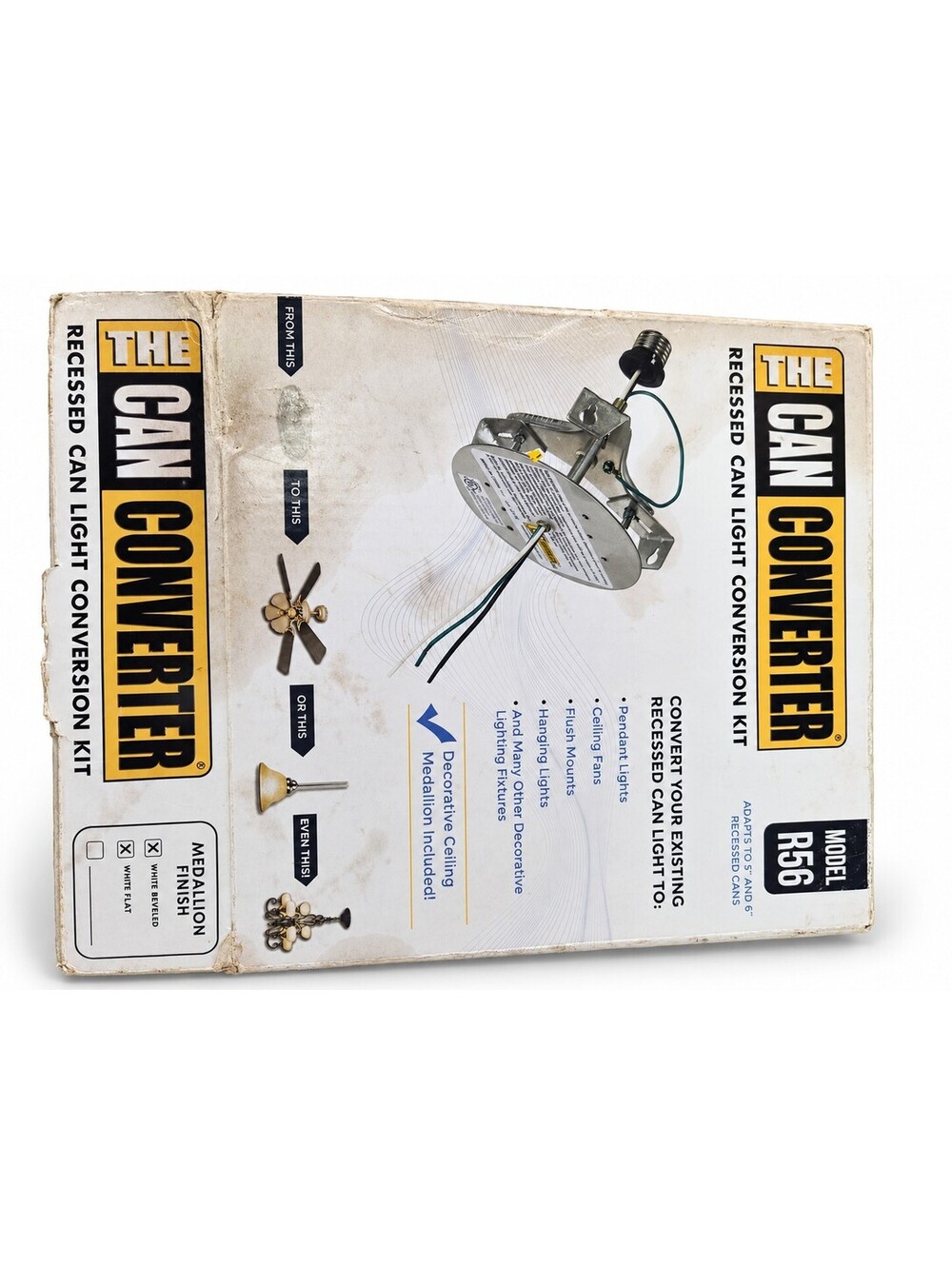 The Can Converter R56 Recessed Can Light Conversion Kit 5" 6" White Medallion